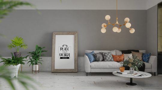 Poster Frame in living room Psd Mockup